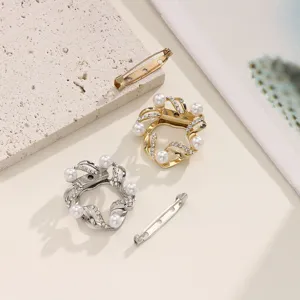 Multifunctioneel Parel Strass Broche Legering Magnetisch Sjaal Gesp Anti-Ontbloting Kleding Hoek Speld Mode Sieraden Cadeau