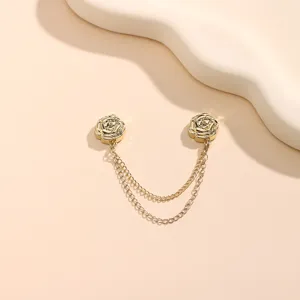 Gold rose magnetic clothing clip double chain waist tightener waistpin t-shirt decoration