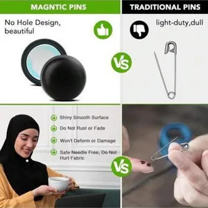 Magnetische hijab spelden zonder gat sterke magnetische knopen voor sjaals en doeken.