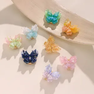 Colorful sparkly butterfly button covers diy decorative cute clothing accessories.