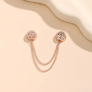 Rose magnetic buckle with double chain for waist tightener sleeve clip and clothing adjustment.