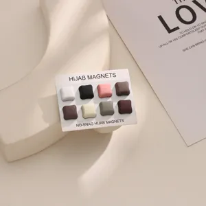 Square Magnetic Hijab Pins Scarf Buckle Alloy Magnetic Brooch Clips For Women Headscarf Accessories