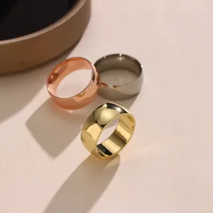 Anillo minimalista y hebilla de bufanda de acero titanio oro plata rosa diseño liso