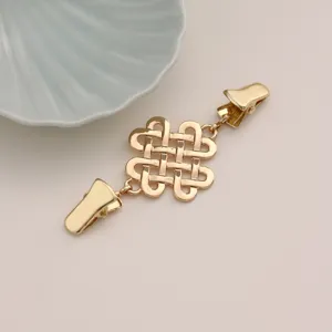 Rétro Alliage Métal Pince à Châle Cape Écharpe Attache Pull Resserrage Broche Chaîne Pince Bec de Canard Femmes Mode Bijoux