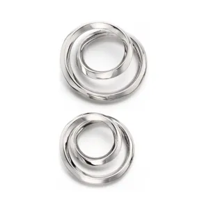 Silver metallic scarf ring double interlocking twist buckle for clothing knot design.