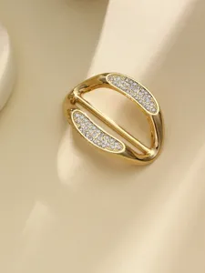 Gold rhinestone oval clothing hem buckle scarf ring accessory for stylish t-shirts and daily wear