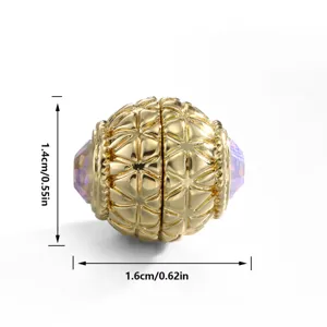 Gold magnetic scarf buckle spherical hijab clip with crystal detail dimension 1.6x1.4cm