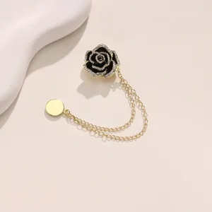 Fashion Camellia Magnetic Brooch Rhinestone Alloy Anti Peep Button Clothing Pin Elegant Decorative Accessory For Women