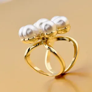Parel bloem sjaal ring multifunctionele broche elegante gouden legering sjaal gesp