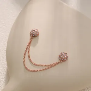 Rose gold rhinestone magnetic button pants waist tightener anti glare decorative clothing clip