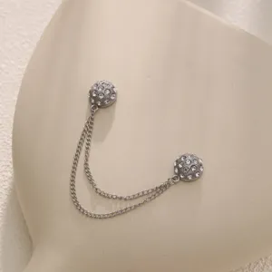 Rhinestone dual-head metal chain buckle anti-glare pin scarf clip clothing accessory new