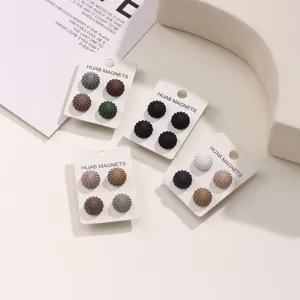 Set of 4 magnetic hijab pins with pleated round design, strong hold scarf magnets.