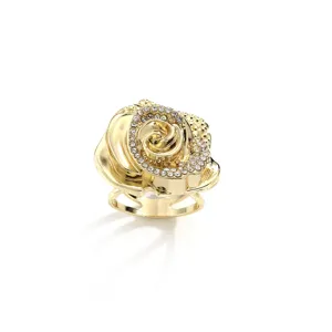 Gold rose scarf ring rhinestone flower buckle elegant fashion accessory for women daily wear