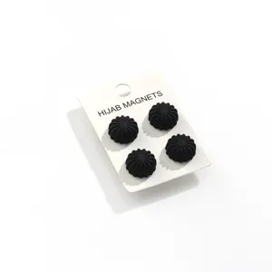Black hijab magnets set of four pieces flower shaped magnetic pins for women clothing