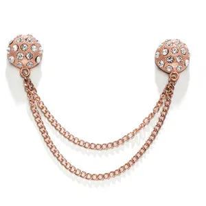 Rose gold rhinestone magnetic clothing chain clip, anti-glare cuff waist adjuster accessory