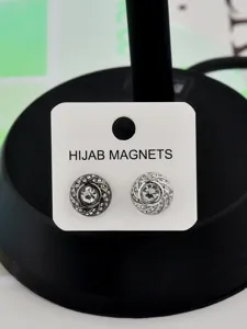 Elegant rhinestone hijab magnets set, zinc alloy magnetic pin for scarf fastening and brooch.