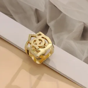 Goldener Metall Kamelie Schalring schicke Hemdklammer Damen Mode Schmuck Zubehör