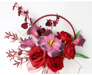 Artificial wedding bridal bouquet red rose purple calla lily flower photography prop