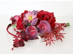 Artificial wedding bridal bouquet hand flower simulated rose calla lily photo props decor.