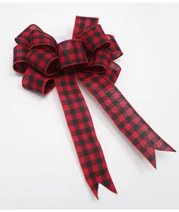 Fiocco di Natale a quadri rosso e nero decorazione per albero festivo pendente