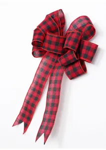 Fiocco natalizio a quadri rosso e nero per decorare l'albero e le feste invernali.
