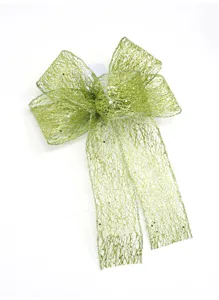 Nastro fiocco in rete glitterata verde per decorazione albero di Natale e matrimonio.