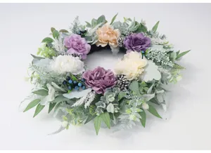 Artificial peony rose flower wreath for home wall door decor wedding floral arrangement.