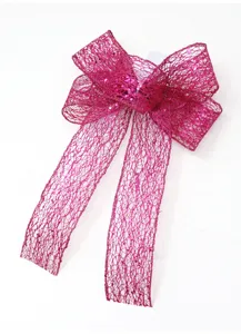 Fiocco in rete glitterata rosa per la decorazione sedia matrimonio e confezione regalo.