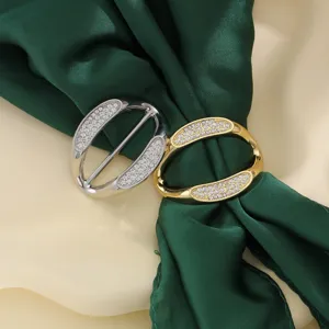 Alloy Rhinestone T Shirt Corner Tying Ring Scarf Buckle Fashion Clothing Accessory For Women Daily Wear