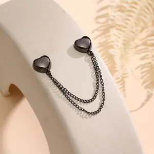 Heart-shaped magnetic buckle double chain clothing fastener for scarf shawl sleeve cuff decor