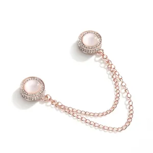 Legering Strass Magnetische Broche Pin Dubbele Ketting Sjaal Clip Broek Manchet Vaste Gesp Mode Sieraden Accessoires Voor Vrouwen