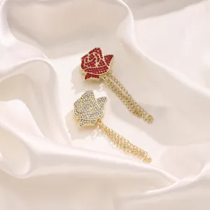 Gold rose magnetic button anti exposure buckle fashion rhinestone clothes decorative clip pin