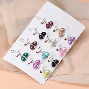 Pearl hijab pins double bead scarf clips multi-color muslim headscarf clips decorative brooch