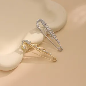 Rhinestone decorative safety pin brooch set, stylish alloy shawl clip and scarf buckle.