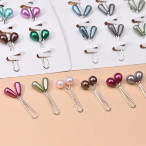 Multi-color pearl scarf clip hijab pin Y-shaped metal brooch elegant accessory for women