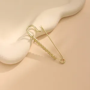 Elegant pearl rhinestone gold safety pin brooch shawl buckle clothing accessory decorative pin