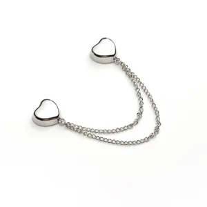 Magnetic heart shape button double chain clothing clip for sleeve and scarf fixing decor