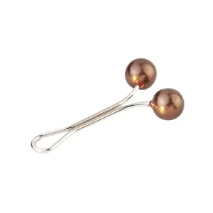 Metal double pearl hijab clip scarf pin Y-shaped fastener for women daily fashion wear.