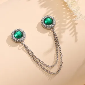 Veelzijdige magnetische kledingclip met groene kristal, parels en kettingen voor DIY.