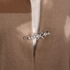 Elegant pearl starfish safety pin brooch, versatile clothing accessory for coat scarf and shawl.