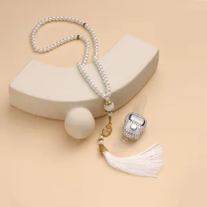 Mooie imitatie parel ketting samen met digitale telteller detailweergave product