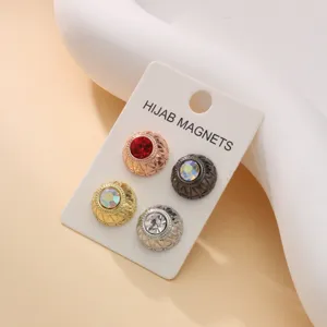 Magnetic hijab pins set colorful crystal scarf clips decorative multi-use Muslim brooch