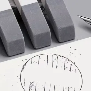 Sand eraser detail showing abrasive texture and clean erasing performance on paper surface.