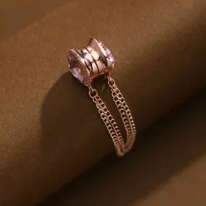 Roségold magnetische Kleiderklammer Brosche Doppelkette rosa Kristall Anti-Rutsch Befestigung