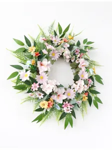 Künstlicher Frühlings Blumenkranz für Haustür Wanddekoration und Hochzeit hängende Deko