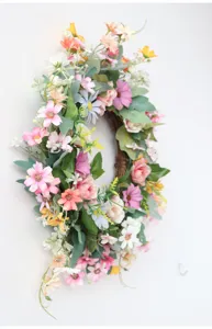 Artificial daisy flower wreath for spring courtyard decoration and wedding scene layout.