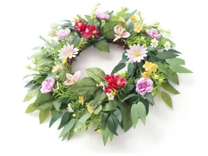 Künstlicher Frühlingsblumenkranz für Heimwanddekoration, farbenfrohes künstliches Hängeornament.