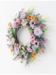 Künstlicher Gänseblümchen Blumenkranz Frühlingsdeko Wandbehang Hochzeitsdekoration