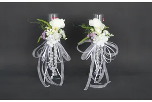 Waldstil Hochzeit Calla Lilie Sektglas Blumendekoration, elegantes weisses Blumendesign.