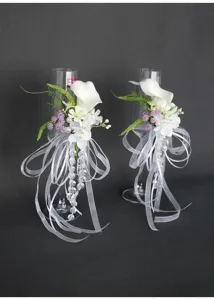 Waldstil Hochzeit künstliche Calla Braut Bräutigam Sektglas dekorative Blumenkunst Set
